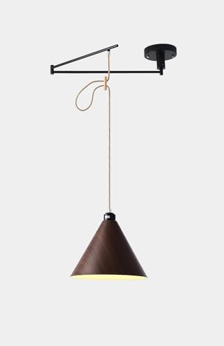 Kronleuchter E27 Pendelleuchte 1 Flammig Hängeleuchte Esszimmer Lampe Modern Minimalistisch Hängelampe für Wohnzimmer Bar Kochinsel Höhenverstellbar Leuchte mit LED Warm Glühbirne (Walnussfarbe) von IWANTDO