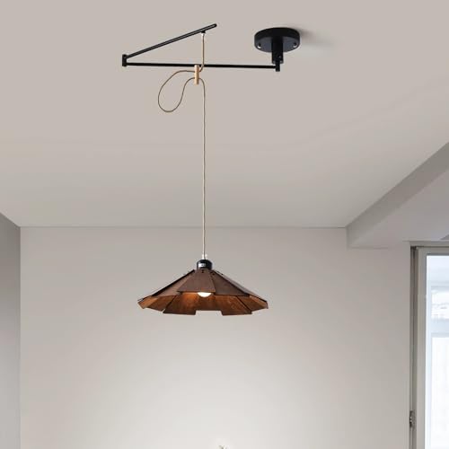 Kronleuchter Holz E27 Pendelleuchte 1 Flammig Hängeleuchte Esszimmer Lampe Modern Minimalistisch Hängelampe für Wohnzimmer Bar Kochinsel Höhenverstellbar Leuchte mit LED Warm Glühbirne (Walnussfarbe) Kronleuchter Holz E27 Pendelleuchte 1 Flammig Hängeleuchte Esszimmer Lampe Modern Minimalistisch Hängelampe für Wohnzimmer Bar Kochinsel Höhenverstellbar Leuchte mit LED Warm Glühbirne (Walnussfarbe) von IWANTDO