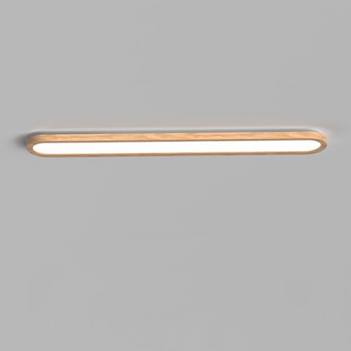 LED Deckenleuchte Holz Wohnzimmer Leuchte Dimmbar mit Fernbedienung 3000-6000K Modern Minimalistisch Lineare Rechteckig Deckenlampe für Büro Esszimmer Lobby Schlafzimmer Lampe Weiss Schirm (60cm) von IWANTDO