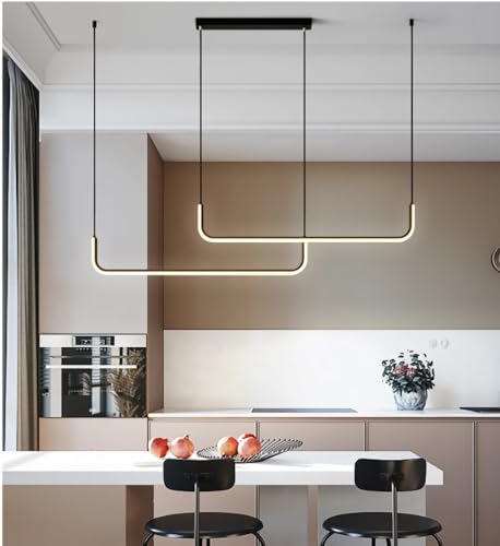 LED Pendelleuchte Lineare Design Esszimmer Hängend Dimmbar Fernbedienung Hängeleuchte Kochinsel Lampe Kronleuchter für Wohnzimmer Esstisch Büro Bar Leuchte Höhenverstellbar Hängelampe (Schwarz, 120cm) LED Pendelleuchte Lineare Design Esszimmer Hängend Dimmbar Fernbedienung Hängeleuchte Kochinsel Lampe Kronleuchter für Wohnzimmer Esstisch Büro Bar Leuchte Höhenverstellbar Hängelampe (Schwarz, 120cm) von IWANTDO