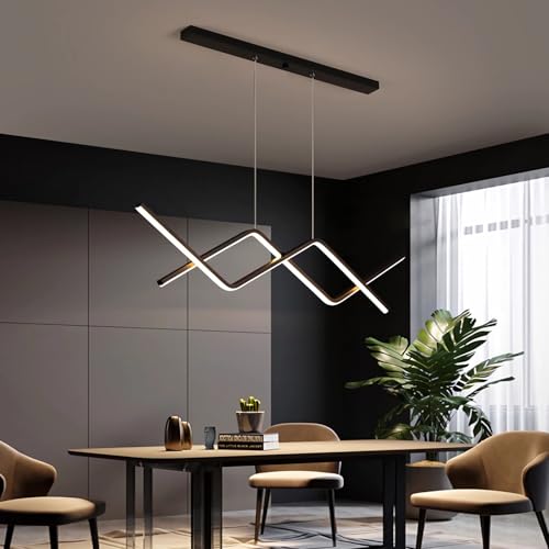 Modern Pendelleuchte LED Hängeleuchte Kochinsel Hängend Esszimmer Lampe Dimmbar mit Fernbedienung Kronleuchter für Wohnzimmer Esstisch Büro Bar Höhenverstellbar Hängelampe Lineare Leuchte (Schwarz) Modern Pendelleuchte LED Hängeleuchte Kochinsel Hängend Esszimmer Lampe Dimmbar mit Fernbedienung Kronleuchter für Wohnzimmer Esstisch Büro Bar Höhenverstellbar Hängelampe Lineare Leuchte (Schwarz) von IWANTDO