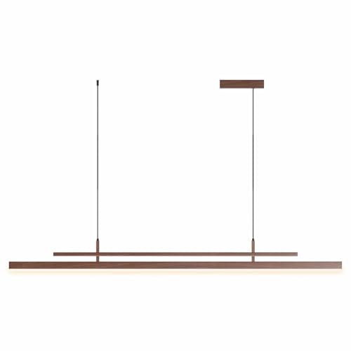 Pendelleuchte LED Hängeleuchte Lineare Kochinsel Hängend Esszimmer Lampe Dimmbar Fernbedienung Modern Kronleuchter für Wohnzimmer Esstisch Büro Bar Leuchte Höhenverstellbar Hängelampe (Braun, 120cm) von IWANTDO