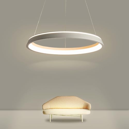 Ring Pendelleuchte Rund LED Hängeleuchte Kochinsel Hängend Esszimmer Lampe Modern Dimmbar mit Fernbedienung Kronleuchter für Wohnzimmer Esstisch Büro Bar Leuchte Höhenverstellbar Hängelampe (Gold) von IWANTDO