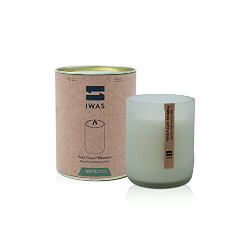 IWAS Bio Duftkerze | Wildblumenwiese | 100% recyceltes Glas Behälter | 18-20 Stunden Brenndauer von IWAS