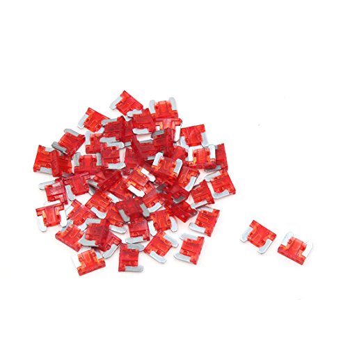 50 Stück Universal-Sicherung mit rotem Kunststoffgehäuse, Mini-Blade-Stil, 10 A, for Motorrad, Auto von IWEBQSAP