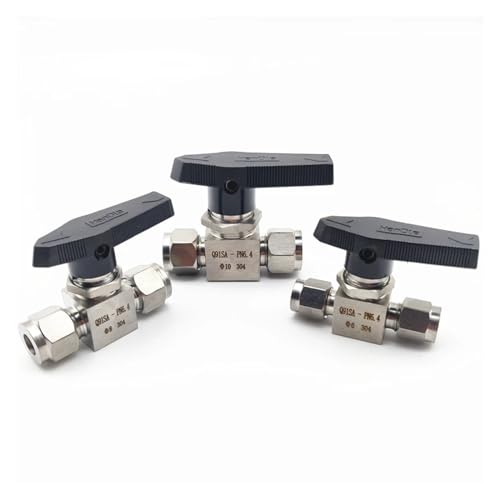 Doppelring-Kugelhahn aus Edelstahl 304 316L, 6 mm, 8 mm, 10 mm, 1/8 Zoll, 1/4 Zoll, 3/8 Zoll Rohr, Sechskantplatte, Luftquellen-Instrumentenventil(14mm) von IWEBQSAP