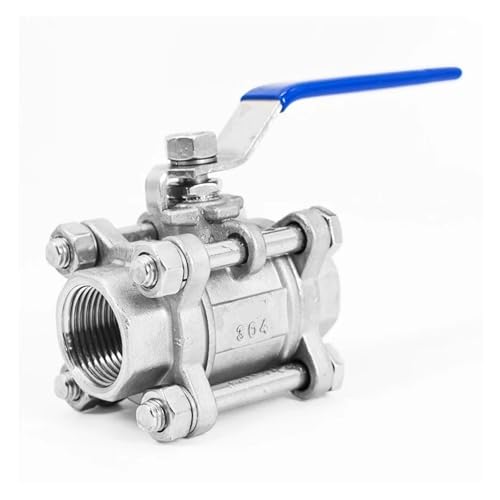 IWEBQSAP 1/2" 1/4" 3/8" Vollbohrung Edelstahl dreiteiliger Kugelhahn Hochtemperatur-Kugelhahn Innengewinde Wasserschaltventil(SS201,3/8inch) von IWEBQSAP