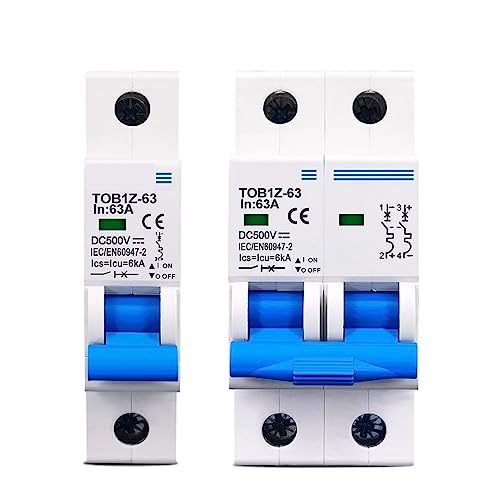 IWEBQSAP 10 Stück 1P 2P DC MCB 6KA 500V Mini-Leistungsschalter 3A 6A 10A 16A 20A 25A 32A 40A 50A 63A Y-Verbindung(63A,1pcs) von IWEBQSAP