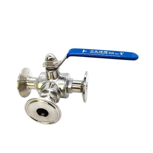 IWEBQSAP 19 mm 25 mm 32 mm 38 mm Dreiwege-Kugelhahn 304 Edelstahl Schnelllade-Kugelhahn Klemmventil(32mm,T Type) von IWEBQSAP