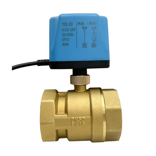 IWEBQSAP 2" Zweiwege-Messingmotorkugelhahn normalerweise geschlossener elektrischer Kugelhahn mit Zwei Drähten(12V-CR04) von IWEBQSAP