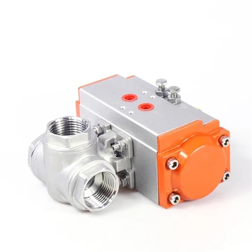 IWEBQSAP DN20 304 Edelstahl 3 Weg 2 PC Kugelhahn Doppeltwirkend Pneumatischer Antrieb(L Type) von IWEBQSAP