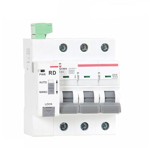 IWEBQSAP GYM9 3P MCB DIN-Schienenstromschutzschalter mit automatischer Wiederanbindung, 63A, für Smart Home, 1 Stück, Farbe: AC220 (3PMCB63A) von IWEBQSAP