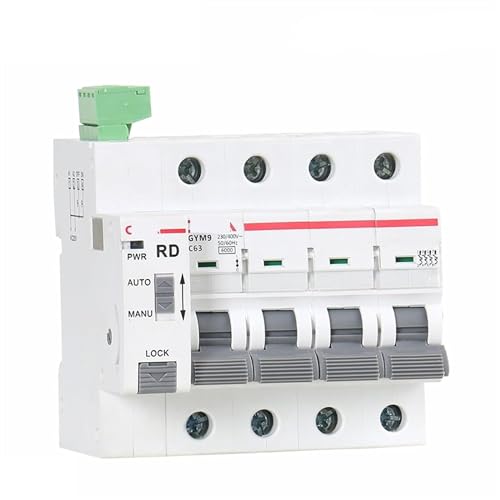 IWEBQSAP GYM9 4P MCB DIN-Schienenstromschutzschalter mit automatischer Wiederanbindung für Smart Home, 63 A, 1 Stück, Farbe: GRD9M-AC2 (4PMCB40A) von IWEBQSAP