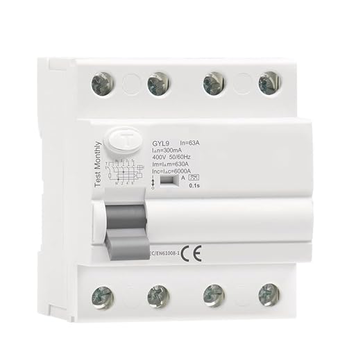 IWEBQSAP RCD-Leistungsschalter, Typ A, ELCB 3P+N 40A 63A RCD ELCB, pulsierender DC-Reststromerkennung, 1 Stück (100 mA,4P 40 A) von IWEBQSAP