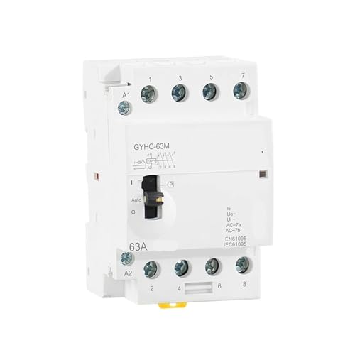 IWEBQSAP Schütz 4P 63A 4NO oder 2NC2NO 220V/230V 50/60HZ Führungsschiene Haushalts AC Modularschütz Manuelle Bedienung(4P 63A 2NO2NC 220V) von IWEBQSAP