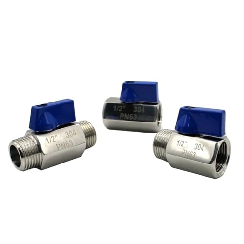 Kugelhahn, Edelstahl-Mini-Kugelhahn, 1/2 Zoll Innengewinde, SS304, korrosionsbeständig, PN63, Mini-Kugelhahn for Bier-Homebrew-Zapfhahn, 1 Stück(M X F) von IWEBQSAP