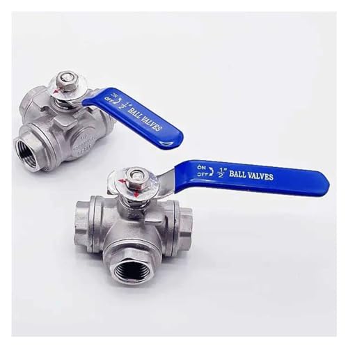 Kugelhahn 304 Edelstahl 3-Wege-Kugelhahn L Typ T Typ 1/4" 3/8" 1/2" 3/4" 1" DN8- DN50 BSP Innengewinde Kugelhahn 1St(L Type,DN50) von IWEBQSAP