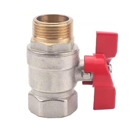Kugelhahn Kugelhahn mit Schmetterlingsgriff 1/2 "3/4" 1 "Alles aus Kupfer verdickt, weiblich zu weiblich, weiblich zu männlich, Kupfer-Kugelhahnschalter 1 Stück(DN15 Femal Male) von IWEBQSAP