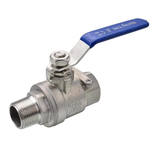 Valve 304 Stainless Steel Ball Valve 2-Piece Type for Water Oil Gas 1/4" 3/8" 1/2" 3/4" 1" BSP Female to Male Thread(0.75 Inch) von IWEBQSAP
