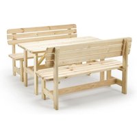Iwerk - Massivholzgarnitur Kiefer natur 3-teilig Tisch und Bank Set von IWERK