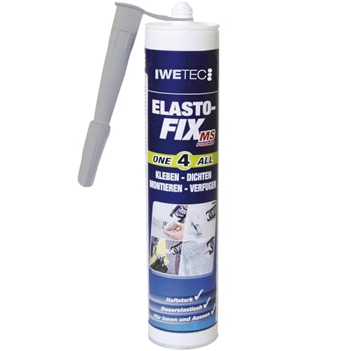 IWETEC Kleb- und Dichtstoff Elasto-Fix MS-Polymer 290ml, Montagekleber, lösungsmittelfrei, für viele Untergründe, Farbe:grau von IWETEC