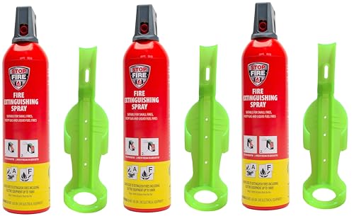 IWH Feuerlöschspray – STOPFIRE 3 x 750ml mit 3 Wandhalter – Autofeuerlöscher - REINOLDMAX auch für Fettbrände (3) von IWH