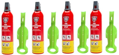 IWH Vertriebs Feuerlöschspray – STOPFIRE 4 x 750ml mit 4 Wandhalter – Autofeuerlöscher - REINOLDMAX auch für Fettbrände (4), 32 x 9 x 7 cm von IWH