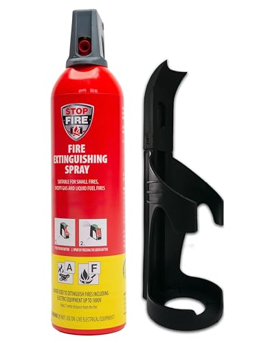 IWH Vertriebs GmbH Premium Feuerlöschspray STOPFIRE Reinold Max Autofeuerlöscher 1 x 750ml wiederverwendbar geeignet für Fettbrände incl. 1 Wandhalter, 32 x 9 x 7 cm von IWH