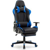 Rally Gaming Stuhl aus Leder mit Verstellbarer Armlehne - Blau von IWMH