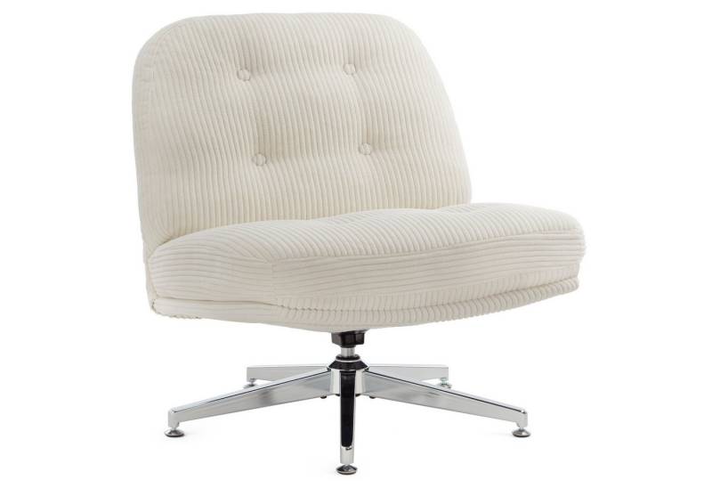 IWMH Bürostuhl Dick Schreibtischstuhl Ohne Rollen, Cordstoff Drehstuhl ohne Armlehnen (Lesesessel mit 15cm dickem Sitzkissen), Gepolsterter Stuhl für Schlafzimmer Wohnzimmer Schminktisch von IWMH