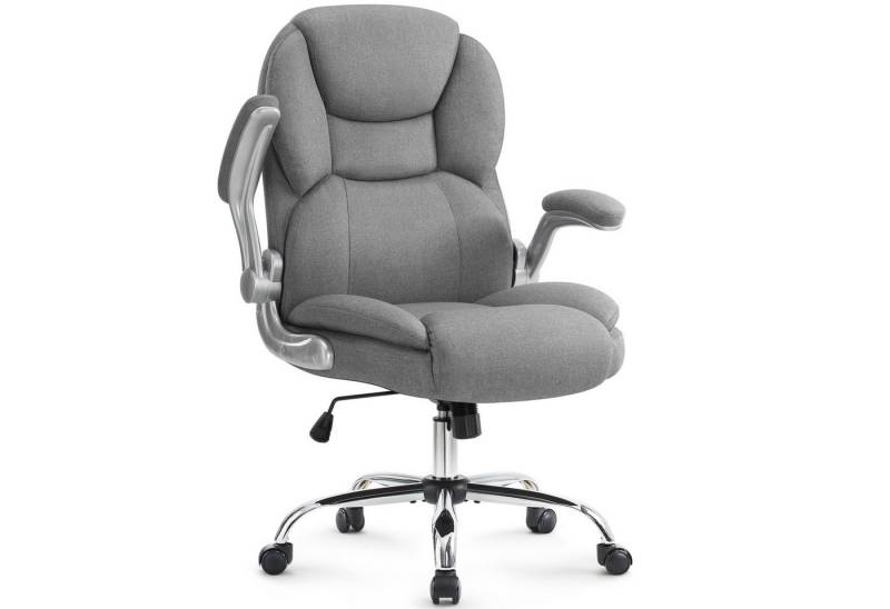 IWMH Chefsessel Ergonomischer Bürostuhl, Höhenverstellbar Schreibtischstuhl (Stoff Schreibtischstuhl), Drehstuhl mit klappbarer Armlehnen und Lendenwirbelstütze von IWMH