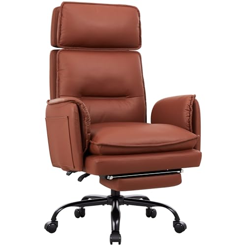 IWMH Ergonomischer Bürostuhl 227kg, XXL Kunstleder Chefsessel mit Fußstütze Schreibtischstuhl mit höhenverstellbare Kopfstütze,135° Neigefunktion,Drehstuhl Wippfunktion für Homeoffice,Gaming (Braun) IWMH Ergonomischer Bürostuhl 227kg, XXL Kunstleder Chefsessel mit Fußstütze Schreibtischstuhl mit höhenverstellbare Kopfstütze,135° Neigefunktion,Drehstuhl Wippfunktion für Homeoffice,Gaming (Braun) von IWMH