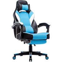 Rally Gaming Stuhl mit einziehbarer Fu?st¨¹tze - Blau von IWMH