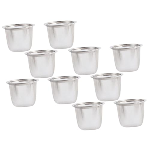 IWOWHERO 10 Stück Teekannensieb Tee Ei Sieb Teefilter Teesieb Sieb Netzsieb Edelstahlsieb Teesieb Feinmaschig Stahl Teekorb Feinmaschig Tee Silber von IWOWHERO