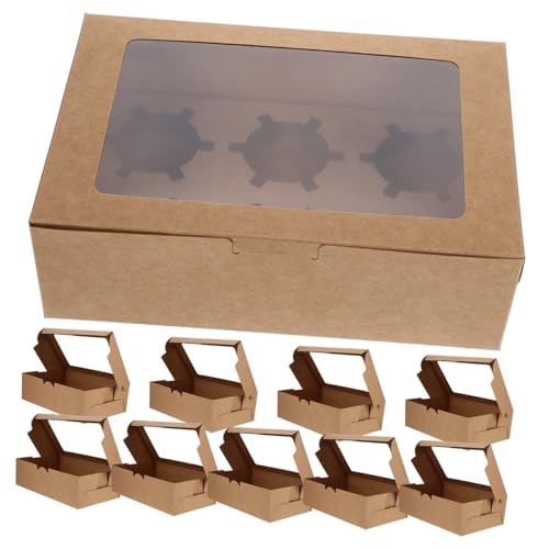 IWOWHERO 10 Stück Teiliges Gebäckkartons aus Kraftpapier mit Fächern und Transparentem Sichtfenster Stabile Cupcake Schachteln für Kuchen Muffins Gebäck und Tortenverpackung für Geschenk IWOWHERO 10 Stück Teiliges Gebäckkartons aus Kraftpapier mit Fächern und Transparentem Sichtfenster Stabile Cupcake Schachteln für Kuchen Muffins Gebäck und Tortenverpackung für Geschenk von IWOWHERO
