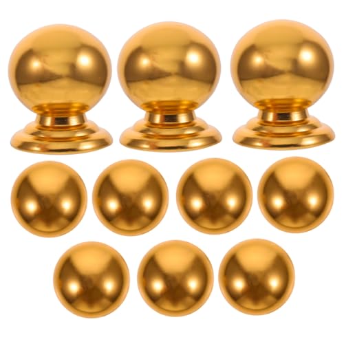 IWOWHERO 10 Teiliges Goldfarbene Runde Aluminium Schrankknöpfe Robust Einloch design Elegante Möbelgriffe für Kommode Schublade Kleiderschrank Vielseitig Einsetzbar von IWOWHERO
