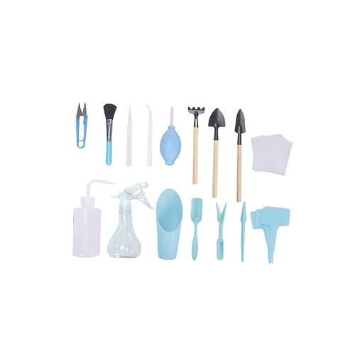 IWOWHERO 16 Stück Teiliges Gartentool Set für Sukkulenten mit Ergonomischen Pflanzwerkzeugen Gartenschere Mini Kultivator und Sprühflasche Robustes Garten Werkzeugset für Professionelle von IWOWHERO