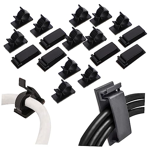 IWOWHERO 18Stücke Kabelmanagement Teilig Selbstklebende Drahtorganisatoren mit Verstellbaren Clips für Schreibtisch Wand und Möbel Kabelhalter für Geräte USB Ladegeräte Computer von IWOWHERO