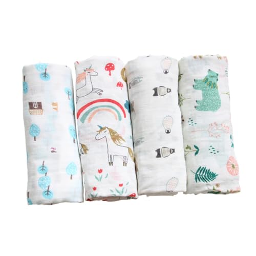 IWOWHERO 1pc Baby Swaddle Set Faser Musselin Decke Cartoon-Muster Für Neugeborene Baby Kindergarten Bad Tücher Schlaf Decke von IWOWHERO