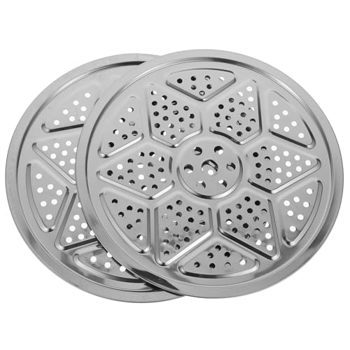 IWOWHERO 2 Stück Dämpfeinsatz aus Edelstahl Rundes Steamer Tablett mit Lochdesign für Gleichmäßigen Dampf Passend für Töpfe und Schnellkochtöpfe Pflegeleicht und Langlebig von IWOWHERO