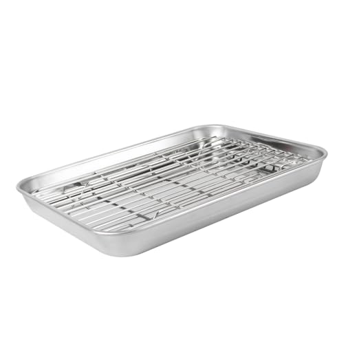 IWOWHERO 2 Stück Edelstahl Gitterrost Dickes Back Und Kühlgitter Fettauffangschale Mit Rost Bräter Mit Rost Grill Und Ölgitter Antihaftbeschichtetes Abtropfgestell Rechteckiges IWOWHERO 2 Stück Edelstahl Gitterrost Dickes Back Und Kühlgitter Fettauffangschale Mit Rost Bräter Mit Rost Grill Und Ölgitter Antihaftbeschichtetes Abtropfgestell Rechteckiges von IWOWHERO