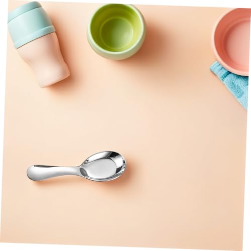 IWOWHERO 2 Stück Edelstahl Kinderlöffel Vielseitige Suppen Dessertlöffel mit Langem Griff Spülmaschinenfest Praktische Esslöffel für Selbstfüttern und Täglichem Gebrauch von IWOWHERO