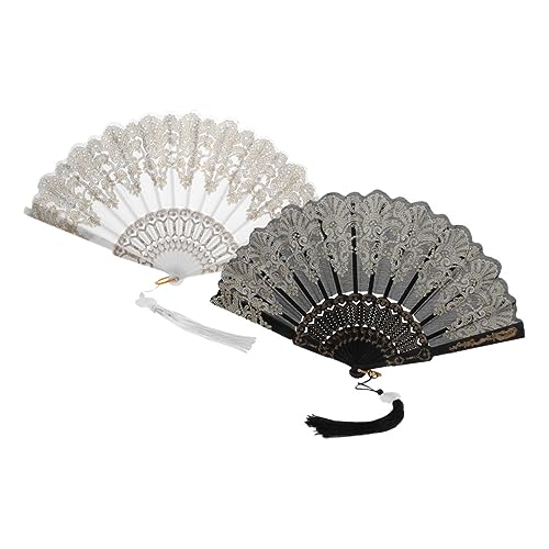 IWOWHERO 2 Stück Faltbarer Handfächer mit Besticktem Blumenmuster und Goldener Verzierung Chinesischer Vintage Fächer für Damen Klappbar mit Dekorativem Quasten-design für Hochzeit und IWOWHERO 2 Stück Faltbarer Handfächer mit Besticktem Blumenmuster und Goldener Verzierung Chinesischer Vintage Fächer für Damen Klappbar mit Dekorativem Quasten-design für Hochzeit und von IWOWHERO