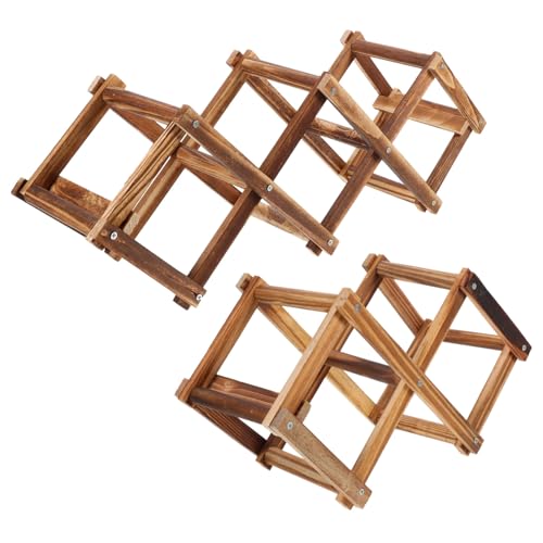 IWOWHERO 2 Stück Holz Weinregal Faltbar Weinflaschenhalter für Haushalt Küche Bar Ständer Braun Platzsparend Dekorativ von IWOWHERO