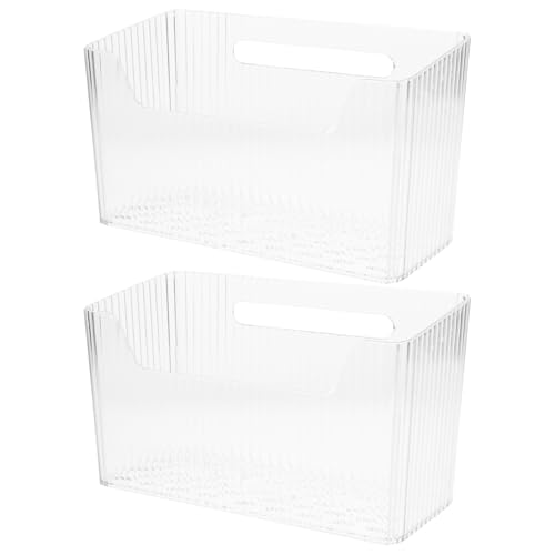 IWOWHERO 2 Stück Küchen Organizer Wandkorb Selbstklebend Klare Kunststoff Aufbewahrungsbox Ohne Bohren Für Gewürze Knoblauch Ingwer Multifunktionale Küchenaufbewahrung von IWOWHERO