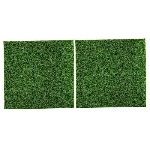 IWOWHERO 2 Stück Künstliches Garten Gras PVC Realistische Miniatur Dekoration für DIY Landschaftsbau Flache Oberfläche Geeignet für Gartenhaus Bastelprojekte von IWOWHERO