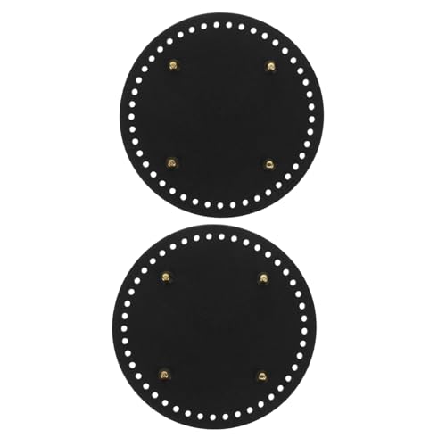 IWOWHERO 2 Stück PU Leder Taschenboden Robuster Dicker Taschenboden mit Löchern und Nieten für DIY Häkel Handtaschen Umhängetaschen Schultertaschen und Rucksäcke Schwarz Formstabil von IWOWHERO