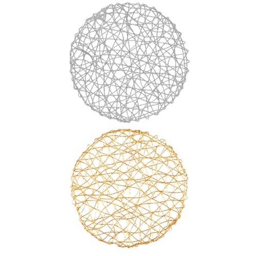 IWOWHERO 2 Stück Runde Handgefertigte Platzsets aus PVC Gold Silber Dekorative Atmungsaktive Tischmatten Hitzebeständige Untersetzer Stilvolle Esstisch Dekoration für Zuhause Restaurant IWOWHERO 2 Stück Runde Handgefertigte Platzsets aus PVC Gold Silber Dekorative Atmungsaktive Tischmatten Hitzebeständige Untersetzer Stilvolle Esstisch Dekoration für Zuhause Restaurant von IWOWHERO