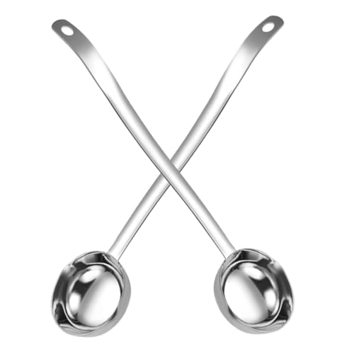 IWOWHERO 2 Stück Teiliges Suppenkellen aus Edelstahl mit Langem Ergonomischem Griff und Doppeltem Ausgießer Hitzebeständig Sicher für Lebensmittelkontakt Vielseitig für Suppen Soßen von IWOWHERO