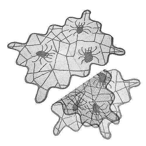 IWOWHERO 2 Stücke Halloween Spinnennetz Tischuntersetzer aus Praktische Gestrickte Cobweb Cup Mats in Schwarz für Dining Table Coasters Kreative Halloween Party Dekoration von IWOWHERO